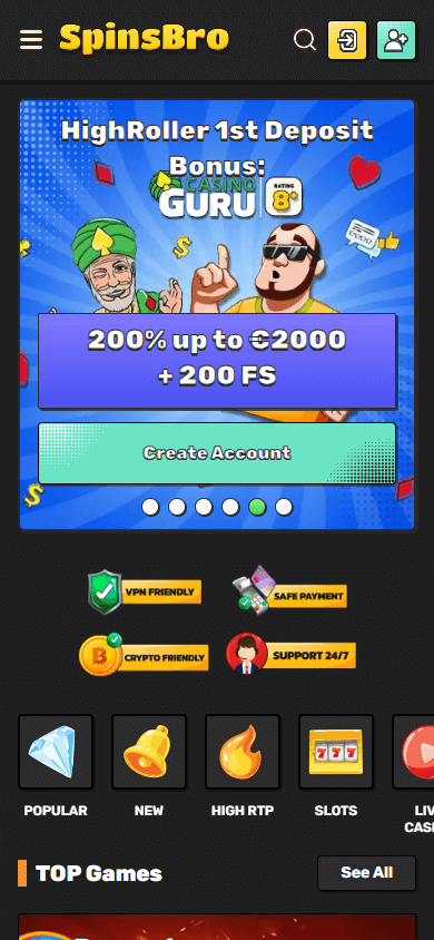 SpinsBro Casino Mobile screenshot